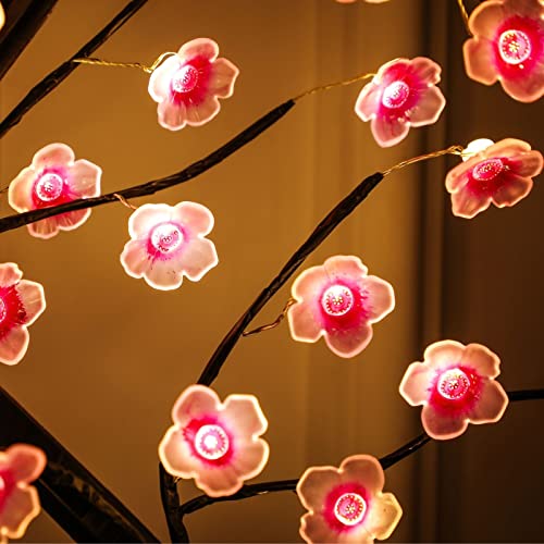 Cherry Blossom Tree Lamp, 18inch 36 Led Bonsai Tree Lights, Battery/USB Operated Japanese Decor Night Lights for Teacher Appreciation Graduation Back to School Bedroom Home Gift Idea,Warm White - size: 1ft 3in