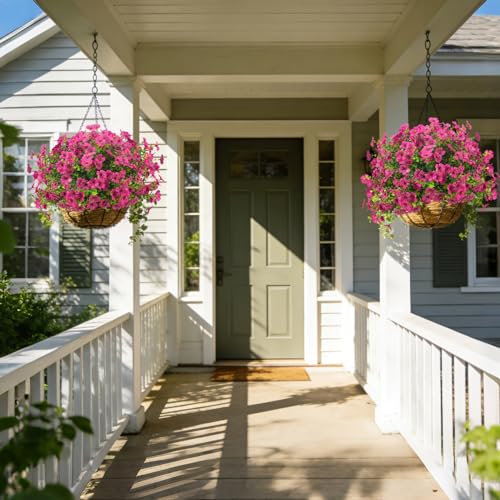 Grunyia 20 Bundles Artificial Flowers for Outdoors, UV Resistant Fake Plants Flowers Greenery Shrubs Plants for Decoration Outside Plants Hanging Planter Home Garden Decor (Rose Red) - color: Rose Red