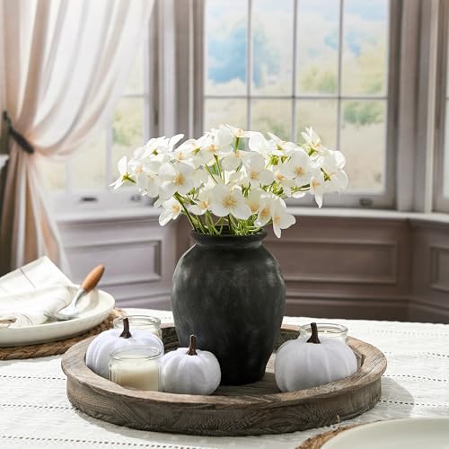 5.94" Ceramic Vase for Home Decor, Decorative Terracotta Farmhouse Rustic Vases for Living Room Kitchen Bedroom Bathroom Entryway Mantel Table, Pottery Vases for Grass Pampas Dried Fresh Flowers - color: Black Bronze- 5.94"