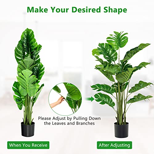 BestComfort 4.9 Feet Artificial Monstera Deliciosa Tree, Decorative Indoor House Fake Plant, Artificial Leafy Tree Faux Potted Indoor Floor Plant for Home Office Decor BComfort-10014-HZ - color: Monstera 4.9ft