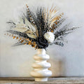 Gothic Artificial Flower Bouquet, 17-Inch Black Roses With Gold Metallic Fern Leaves, 13pcs of Faux Flower Arrangements, Church Wedding Centerpieces, Home Decoration, Halloween (Vase Not Included) - color: Gothic Black Gold - 1