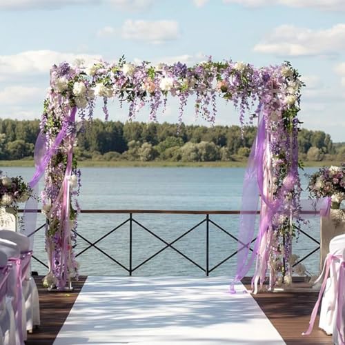 HUAHUA Artificial Wisteria Flowers, White Dense Artificial Fake Wisteria Vine Ratta Hanging Garland Silk Flowers String for Home Party Wedding Decor (24pcs Light Purple) - color: 24pcs Light Purple