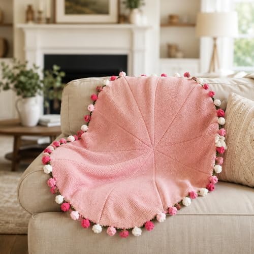 Crochet Flower Bouquet Throw Blanket, Cute Romantic Gift for Her Girlfriend Mom Mother’s Day Valentine Wedding Anniversary Birthday (Pink, 40 inches) - color: Pink, size: 40 inches