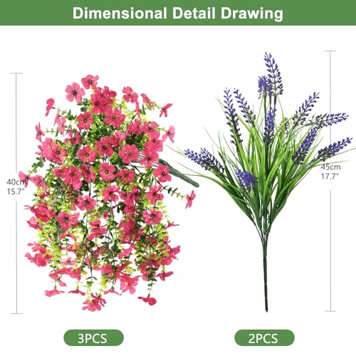 Homsunny Artificial Fake Hanging Flowers Plants for Outdoor Outside Decoration, Faux Silk Daisy Flower Realistic UV Resistant for Front Porch Patio Balcony Garden Yard Indoor Planter Home Decor(Pink) - color: Pink