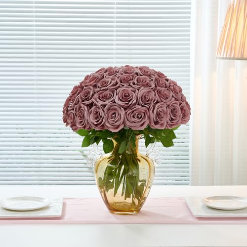 100 Pcs Artificial Roses Bulk Silk Dusty Rose Roses for Wedding Centerpieces Bridal Bouquet Mohter's Day Valentine's Day Floral Arrangement Event Party Home Decor - color: Dustyrose