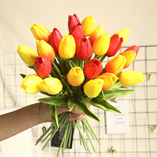 30 pcs Real-Touch Artificial Tulip Flowers Home Wedding Party Decor - color: Red