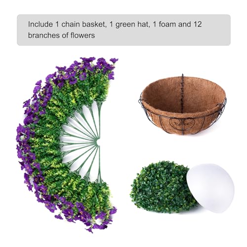Artificial Fake Hanging Flowers Plants Basket for Outdoors Spring Decoration, Realistic Faux Silk Morning Glory for Outdoor Planters UV Resistant Artificial Flowers for Outside Porch Garden, Purple - color: B Purple