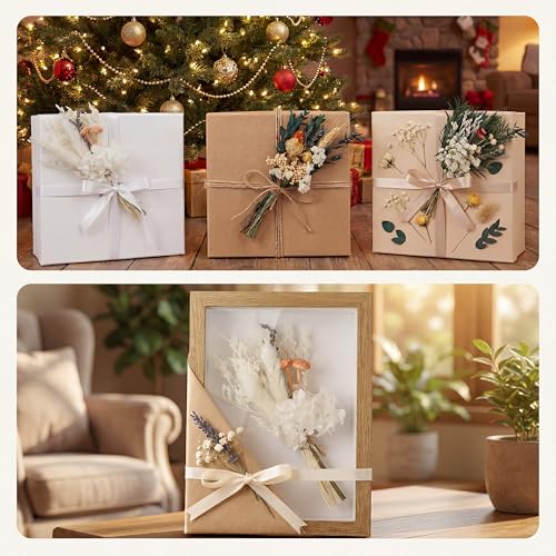 LUXEEASE Mixed Mini Dried Flowers Bouquet 176 Stems, 11 Kinds Natural Preserved Flowers (Lavender, Baby's Breath, Bunny Tails) , Boho Farmhouse Home Wedding Centerpiece Décor - color: Natural Neutrals