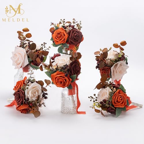 Artificial Flowers 50 Pack Orange Faux Foam Roses with Stems, Real Looking Fake Rose for DIY Wedding Bouquets, Bridal Shower Centerpieces, Party Table Decorations, Home Decor - color: Orange, size: 50Pcs