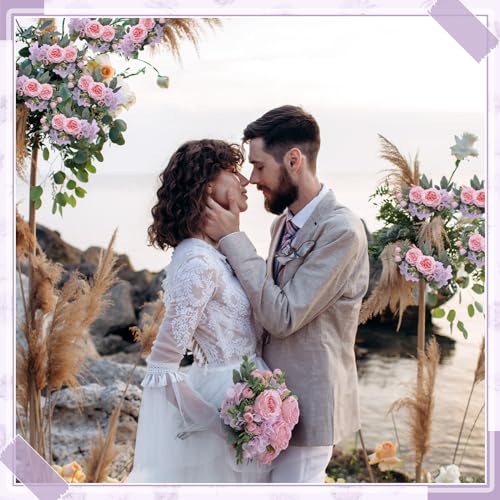 Yunsailing 8 Packs Artificial Peony Flowers Faux Silk Hydrangea Bouquet Vintage Wedding Home Table for Door Decor Reusable Bouquet of Rose Flowers for Valentine Wedding Birthday Party(Pink Purple) - color: Pink Purple, style: Hydrangea