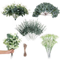 200 Pcs 4 Kinds Artificial Eucalyptus Greenery Stems Bulk | Fake Silver Dollar Leaves with Babys Breath Greenery, Faux Plants for Centerpieces Wedding Bouquet DIY Home Decor - size: 200 Pcs