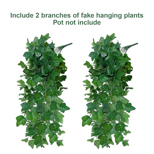 Faux Outdoor Plants Fake Hanging Plants for Outdoors Outside Decorations, 2 Pcs Green Fake Ivy Vines Realistic UV Resistant Artificial Greenery for Planters Porch Garden Yard Front Door Patio Indoor - color: Ivy Vine-green