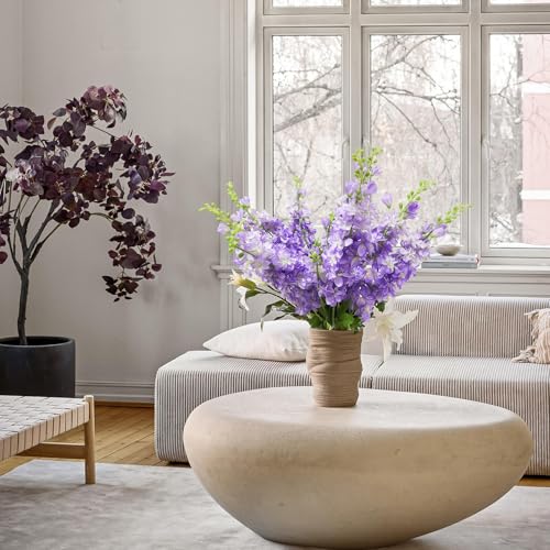 Delphinium Artificial Flowers 8PCS Single Stem Artificial Flowers for Home Table Festivals Indoor Outdoor Decor (Purple) - color: Purple
