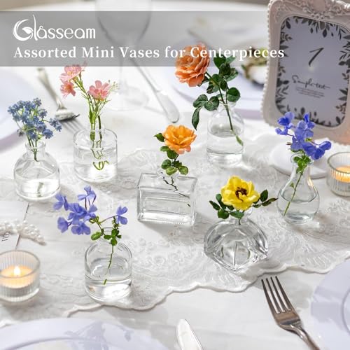 Glasseam Clear Glass Vases for Centerpieces: Mini Flower Vase Set 28Pcs Bud Vases in Bulk - Modern Small Vases for Home Room Wedding Party Dining Table Center Decor - size: 28Pcs-mini vases