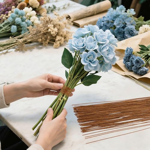 CCINEE 18 Gauge Brown Floral Stem Wire, 100 PCS Paper Wrapped Florist Wire for Crafts Artificial Flower Making, 14 inch - color: #18 Brown, size: #18