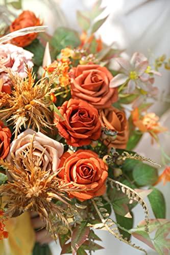 Serra Flora Artificial Greenery Stems Box Set,(Pack of 44pcs) with 7 Kinds of Faux Greenery Picks Filler for DIY Bridal Bouquets Wedding Floral Arrangement Table Centerpieces - color: Autumn Orange