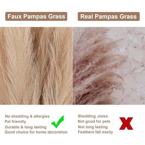 12 PCS Beige Faux Pampas Grass 38"/3.1ft Tall Brown Artificial Pompous Grass Large Fake Pompas Branches Plants Floor Vase Filler for Flower Arrangement Home Decor - color: Brown