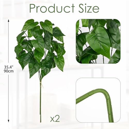 Oairse Artificial Greenery Stems Pothos Plants - 6 Pcs Faux Pothos Leaves Branches 35.4" Long Fake Green Plant Leaf Artificial Tropical Plant for Vase Filler Decor Indoor Outdoor Home Centerpieces - color: Pothos