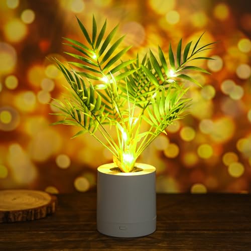 WSYEAR Artificial Lighted Areca Palm Tree Lamp Night Light for Womens Christmas Birthday Gifts, DIY Bonsai Decor, Perfect Ideal for Ambiance Wedding Party Bedroom Bar Coffee Shop Decor Light - color: Areca Palm Tree
