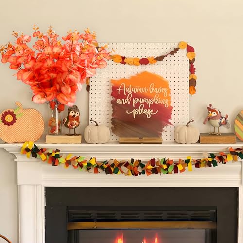 SITUMEIZI 10 Pcs Fall Eucalyptus Stems Fall Flower Fake Orange Eucalyptus Leaves for Thanksgiving Decoations Fall Party Home Bedroom Decor 13.4 inch - color: Autumn