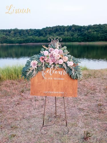 Lisuun Wedding Arch Flowers, Artificial Flowers for Decoration, Large Flower Swag for Boho Styles Wedding Ceremony Floral Decor - Pack of 2 - color: Dust Pink