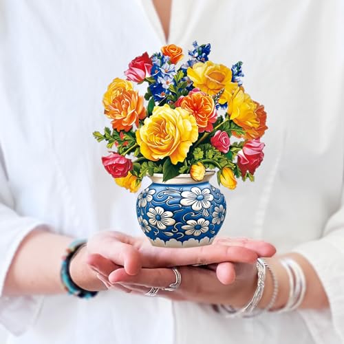 Freshcut Paper Pop Up Cards, Mini Sorbet Roses (Set of 2), 6 Inch Life Sized Forever Flower Bouquet 3D Popup Greeting Card, Birthday Cards, Thank You Card, Blank Notecard & Envelope - color: Sorbet Roses, size: Mini - Two Pack