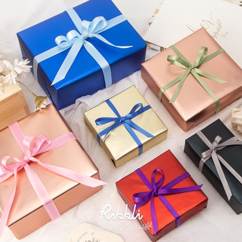 Ribbli Light Blue Baby Blue Double Faced Satin Ribbon,1/4” x Continuous 25 Yards,Use for Bows Bouquet,Gift Wrapping,Baby Shower,Floral Arrangement - color: Blue Light, size: 1/4 inch