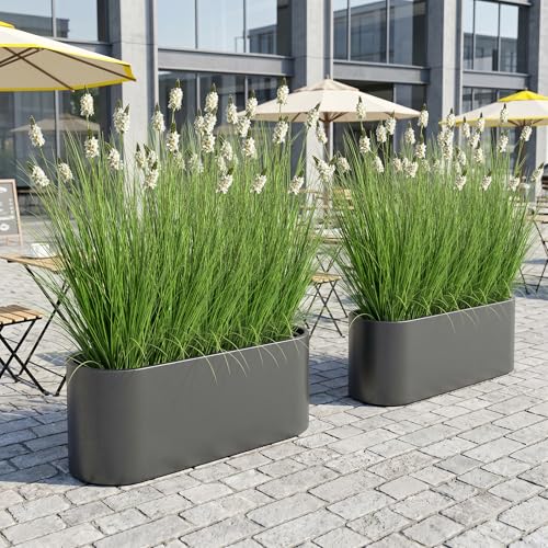 Artificial Plants Indoor 47in - Fake Grass with Hyacinth Flowers, 4FT Fake Plants with Pot for Outdoor, Faux Tall Grass Greenery for Porch Wedding Decorative, Housewarming Gifts, White(2Pack) - color: 1.2m White2