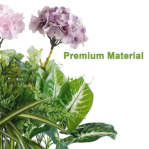 PARTY JOY 18 Bunches Fake Plants Outdoor, Fake Bushes UV Resistant Artificial Flowers Hydrangea Flowers Greenery Shrubs Faux Greenery for Outdoor Garden Patio Front Porch Yard Decor - color: Hydrangea