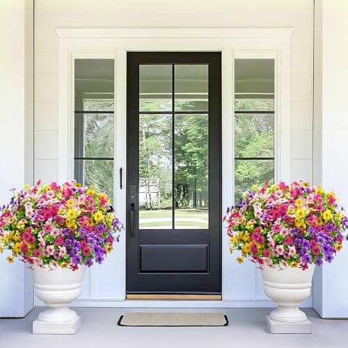 Elyum Artificial Flowers for Outdoors, 36 Bundles Mixed Colors Fake Outdoor Flowers for Decoration, UV Resistant Realistic Artificial Flowers Plants for Outside Planters Garden Porch Patio Decor - color: Mixed Color 2, size: 36 Pack