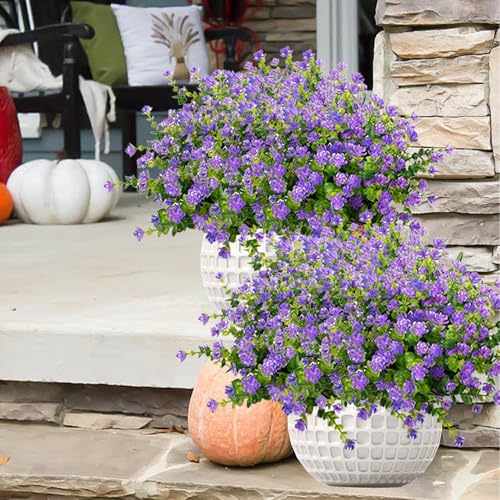 NETAP Outdoor Artificial Flowers UV Resistant, 20 Bundles Fake Realistic Floral Greenery Plants for Outside Porch, Window Boxes, Garden, Yard, Inside Home Table Decor, Purple - color: Purple