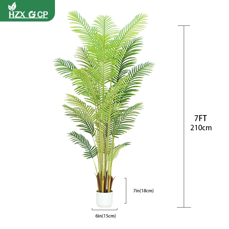 7FT Artificial Palm Tree Indoor with White Pot, Realistic Leaves, 18 Trunks Adjustable Branches, Tall Faux Fake Palm Plant, Ideal for Living Room Bedroom Office Home Interior Aesthetic Decor - color: 7ft Palm Tree