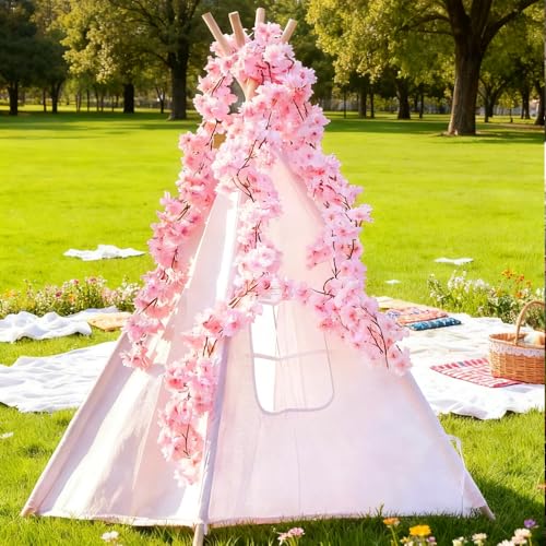 YRIOWMI 10PCS 59FT Artificial Silk Cherry Blossom Garland, Hanging Sakura Flower Vines for Wedding Party Home Arch Office Sakura Decor (Pink) - color: Pink