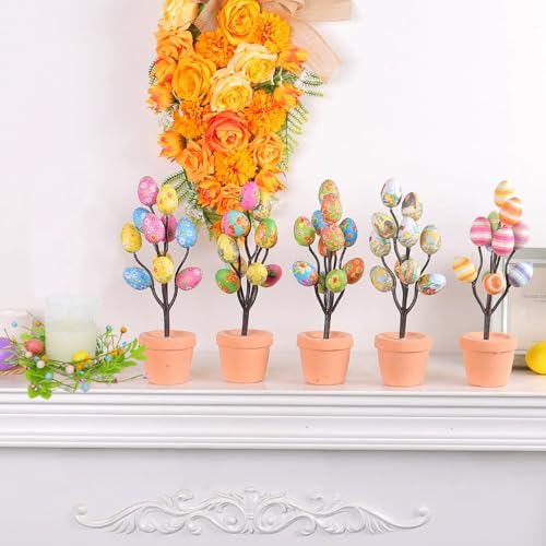 Easter Egg Candle Ring Spring Wreath Artificial Green Leaves Berry Candle Holder 8.66" for Easter Wedding Home Kitchen Table Centerpiece - color: Easter