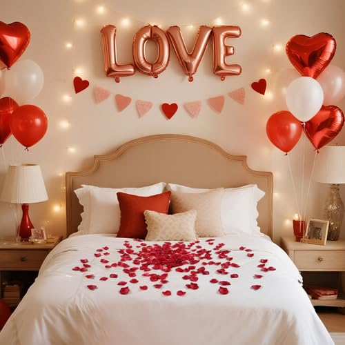 1000 Pcs Rose Petals Artificial Silk Flower Petals Romantic Decorations for Wedding Engagement Birthday Event Anniversary Party Backdrop Supplies Wine Red - color: Red