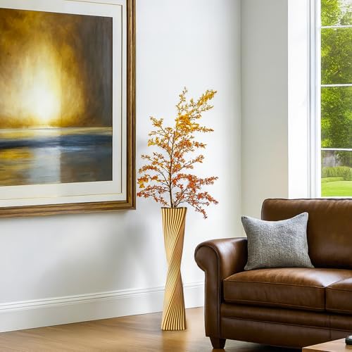 23.6" (60cm) Tall Gold Floor Vase for Pampas Grass, Floor Vases for Modern Geometry Decor - Minimalist Skinny Unique Shape Flower Vase for Farmhouse Entryway, Fireplace,Shelf - color: Gold