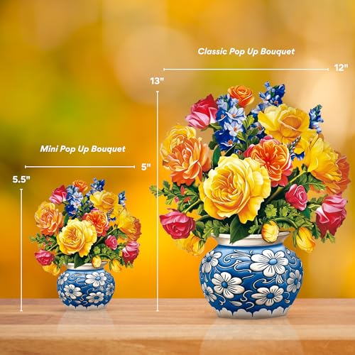 Freshcut Paper Pop Up Cards, Mini Sorbet Roses (Set of 2), 6 Inch Life Sized Forever Flower Bouquet 3D Popup Greeting Card, Birthday Cards, Thank You Card, Blank Notecard & Envelope - color: Sorbet Roses, size: Mini - Two Pack