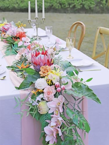 MISSPIN 9FT Eucalyptus and Willow Leaf Garland,Artificial Flowers Fake Flower Peony Rose Vine Greenery Decorative Wall Hanging Plant for Wedding Arch Door Arrangement Party Decor - color: Blush Pink