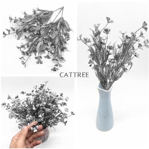 Artificial Plants Decor, Fake Glitter Clover Stem Plastic Flowers Stems Faux Simulation Good Luck Grass Twigs Plant for Wedding Picks Decoration DIY Wreath Crafts Christmas Tree Filler Silver 10 Pcs - color: Silver Four Leaf Clover Stem - 10 Pcs