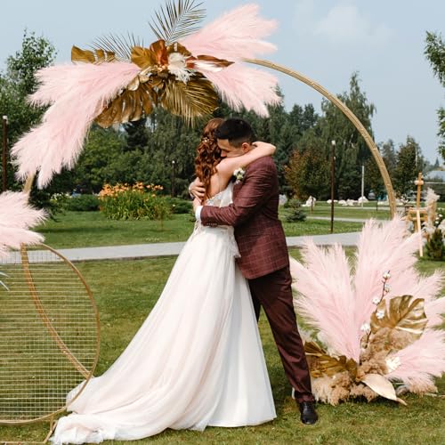 obbsie 35" Pink Faux Pampas Grass Decor, 8pcs Large Tall Fluffy Artificial Pompous Grass Branches Floral Fake Pompas Grass Bulrush Floor Vase Filler Flower Arrangement for Home Wedding Boho Decor - color: Pink, size: 8 PCS