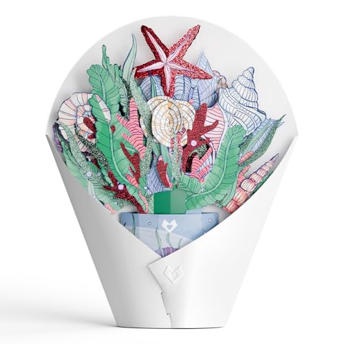 Lovepop Everyday Pop-Up Bouquet with Glitter Details for Her and Him - 3D Greeting Cards for Boys, Girls, Men, Women - Coastal Treasure- 12" Glitter Bouquet - Blank Notecard & Envelope Included - color: Coastal Treasure Glitter Bouquet