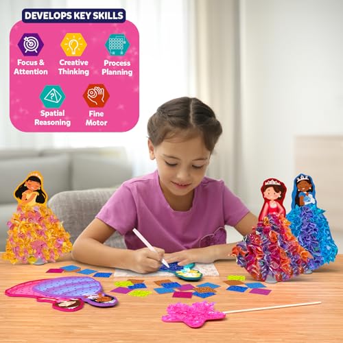 Skillmatics Poke-in Art - Magical Princesses, Mess-Free Fun for Kids, DIY Wood Craft Kits, Creative Activity, Gifts for Girls & Boys Ages 4, 5, 6, 7, 8, 9 - style: 1. Magical Princesses