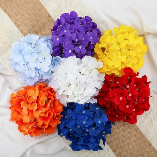 Fake Blue Hydrangea Artificial Flowers - Faux Silk Hydrangeas Flowers Heads with Stems Real Touch for Home Wedding Party Table Decor(Blue,Pack of 10) - color: Blue