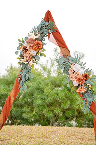 ponatia Wedding Arch Flowers (Pack of 2), Artificial Burnt Orange Flowers for Wedding Welcome Signs Decorations and Arch Flower for Weddings Ceremony Reception (Burnt Orange) - color: Burnt Orange
