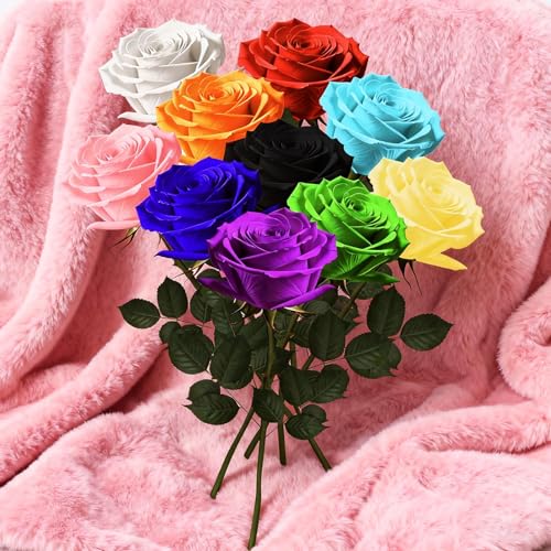 Light Blue Single Forever Roses in a Box,Preserved Flowers for Delivery,Preserved Rose Gifts for Women, Real Roses Gift, Mom Birthday Gifts, Mothers Day Flowers,Valentines Flowers - color: LIGHT BLUE-window