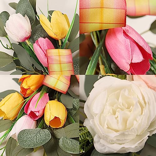 GOLDY&WENDY Elegant Artificial Tulips Decor Flower Swag (Pack of 2) for Wedding Reception Backdrop Table Decorations Welcome Sign - color: C3-tulips