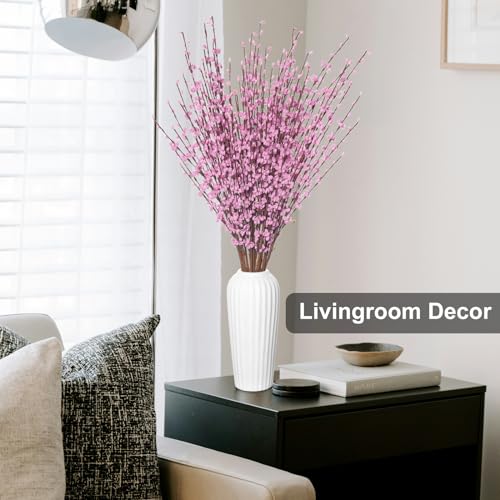 Wootkey 10 Pcs 29.5" Long Jasmine Artificial Flowers Fake Flowers Dry Branches Stem for Home Office DIY Floral Art Plant Wedding Table Centerpieces Restaurant Vase Decoration (Macaron Pink) - color: Macaron Pink, size: 10pcs-29.5''