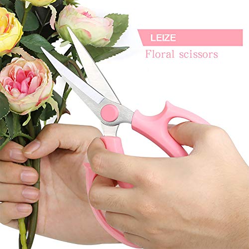 Leize Flower Scissors, Premium Thickened Stainless Steel Floral Shears, Strong Pruner for Flowers, Branches and Leaves (Pink Slender 2pics) - color: Pink Slender 2pics