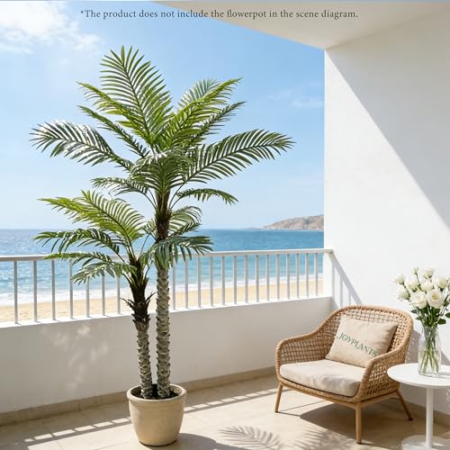 7FT Fake Palm Tree Artificial for Outdoor Indoor,UV Resistant Faux Silk Plants Perfect for Outside Patio Poolside Yard Home Office Living Room Decor - color: 7ft-2pole