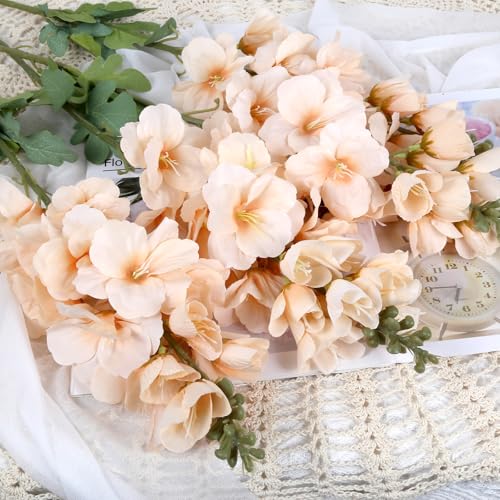 6PCS Gladiolus Artificial Flowers 33.5in Long Stem Fake Silk Flowers Faux Gladiolus for Tall Vases Wedding Home Party Centerpieces Table Decorations Floral Arrangements (Champagne) - color: Champagne